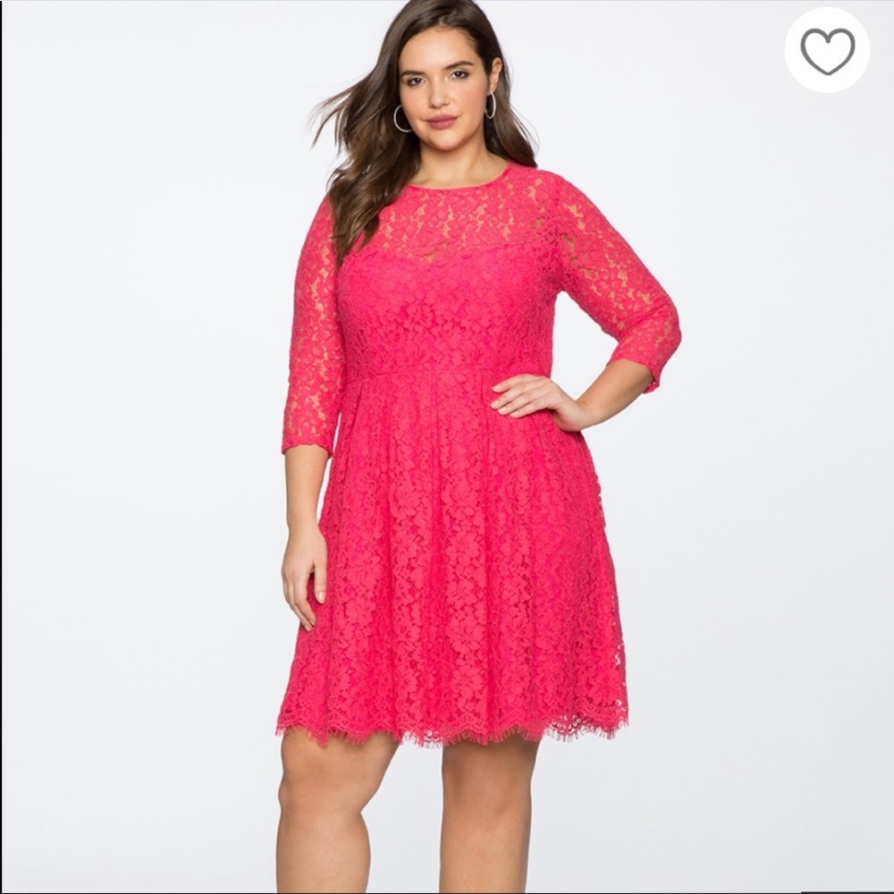 ELOQUII Lace Fit & Flare Dress
